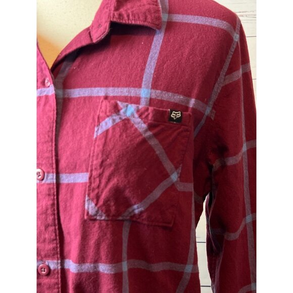 Fox Racing Flannel Plaid Button Front Shirt size Large womens Moto Western - Picture 4 of 11